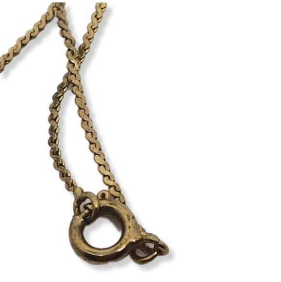 VINTAGE GOLDPLATE BRASS OPEN HEART CRYSTAL PENDANT ON SERPENTINE CHAIN NECKLACE - Picture 7 of 8